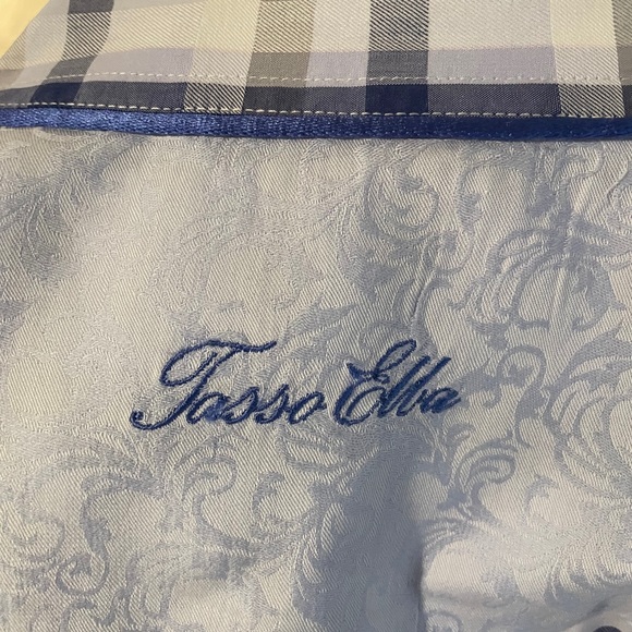 Tasso Elba Blue Checkered Plaid Button Down - Picture 2 of 3